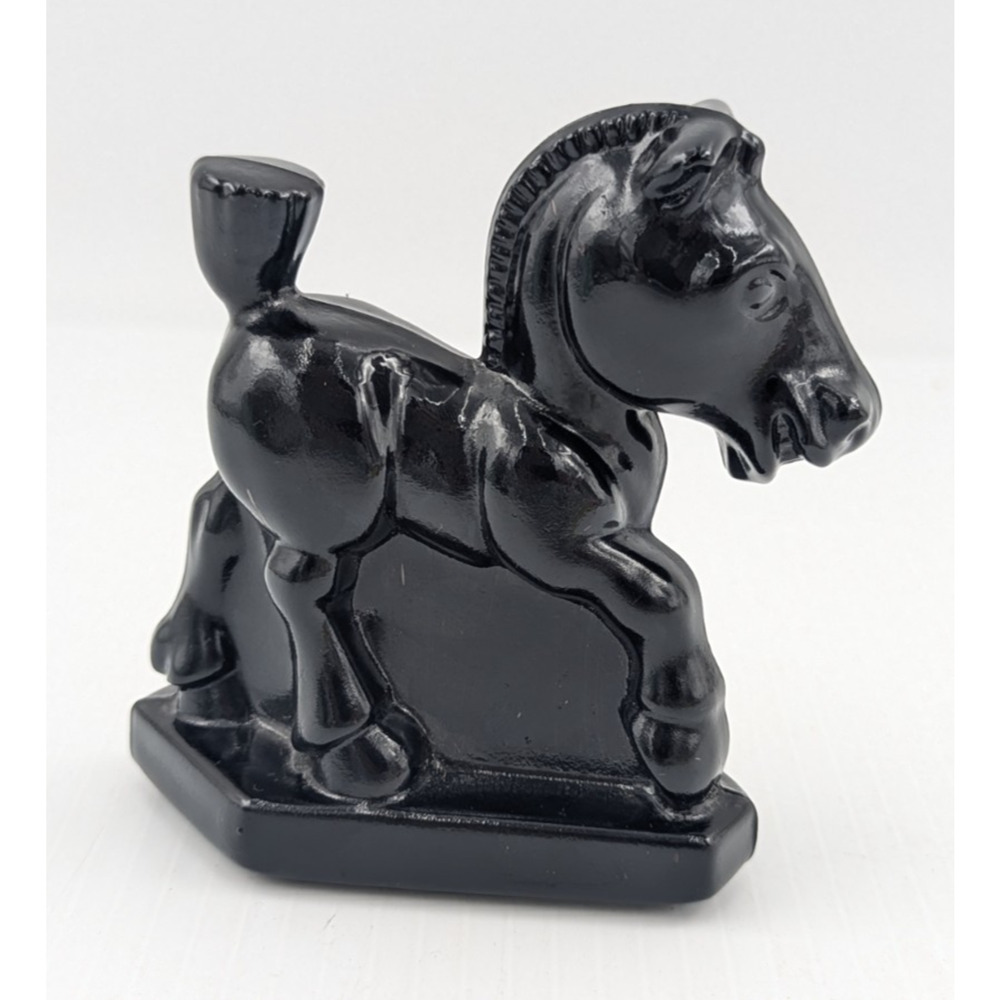Heisey Black Glass Horse Plug Sparky Oscar HCA Imperial 1985 Vintage